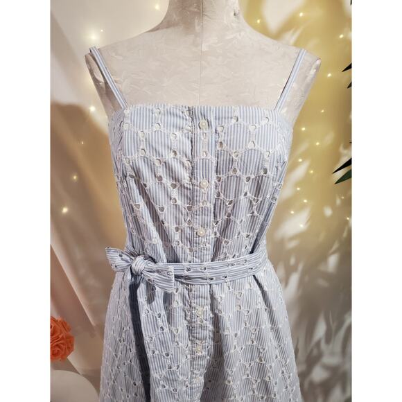 Banana Republic Eyelet Striped Button Tie Waist Convertible Sundress Size 6 - Picture 5 of 14